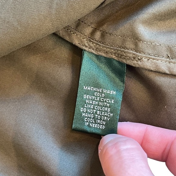Euc Lauren Ralph Lauren cotton blazer, army green, size Petite Large. - Picture 12 of 14